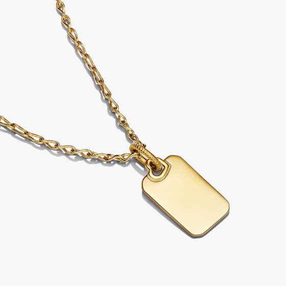 PANDORA Engravable Rectangle Tag Pendant Necklace Set
