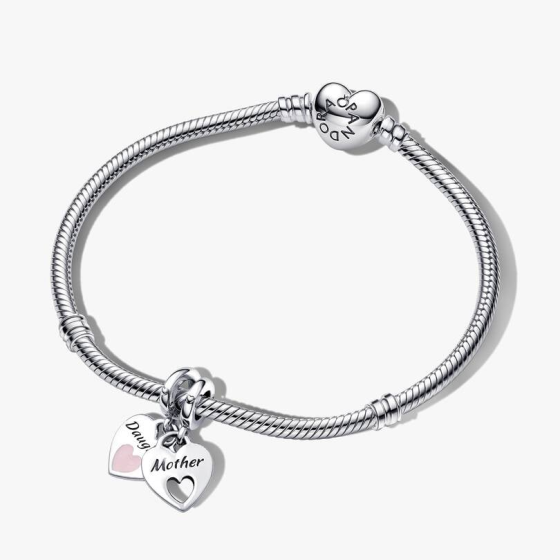 PANDORA Mother Daughter Splittable Heart Charm and Bracelet Set