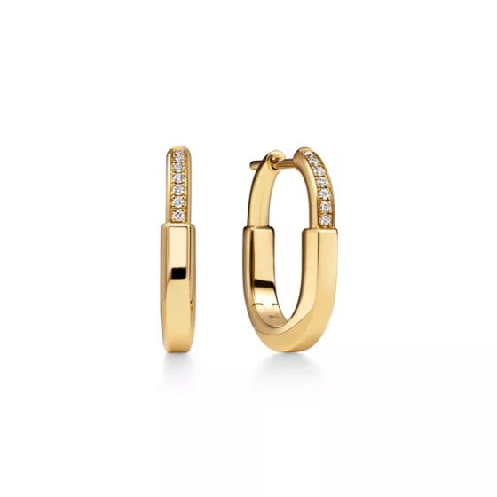 Tiffany & Co. Tiffany Lock Small Earrings in Yellow Gold with Diamonds