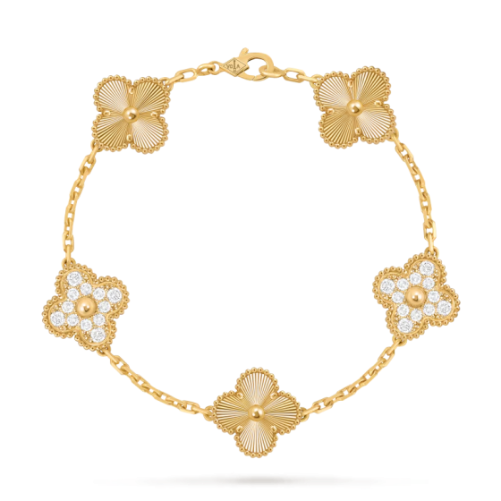 Van Cleef & Arpels Vintage Alhambra bracelet, 5 motifs Diamond