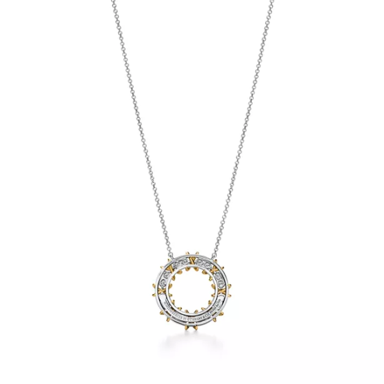 Tiffany & Co.  Sixteen Stone by Tiffany Circle Pendant in Platinum & Yellow Gold with Diamonds