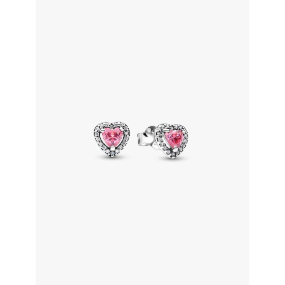 PANDORA Elevated Pink Heart Stud Earrings