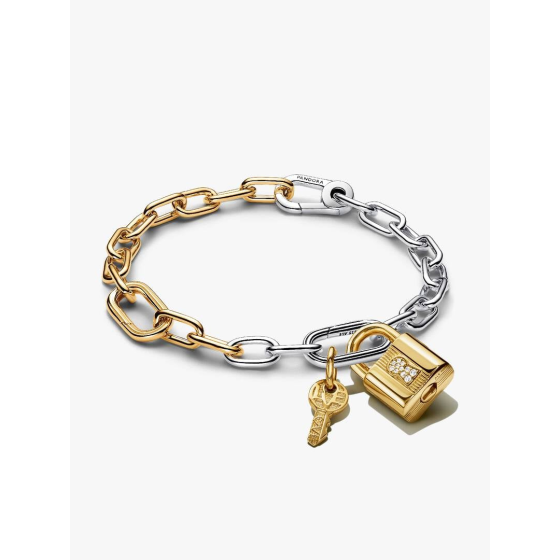 PANDORA Two Tone Lock and Key Bracelet and Charm Set